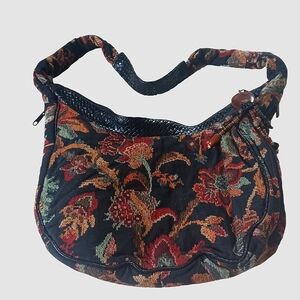 Boho tapestry hobo style zippered purse/bag with zippered side compartme…